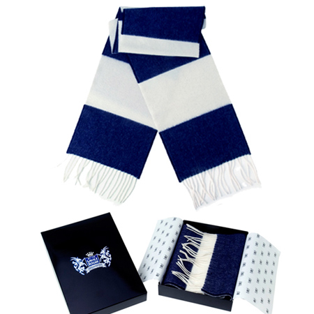 TOFFS Navy Blue Cashmere Bar Scarf Retro Football Shirts