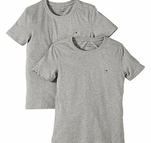 Boys E557124546 2 Pack Cotton Crew T-Shirt, Heather Grey, 12 Years