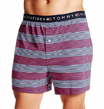 Mens Stripe Knit Boxer Short Night Blue (Medium / 32-34)