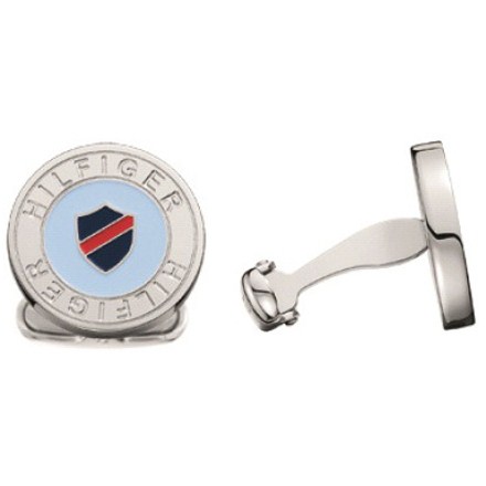 Tommy Hilfiger Steel and Blue Shield Cufflinks