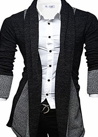 Toms Ware Mens Classic Slim Fit Marled Zigzag Shawl Collar Cardigan TWGG1308-BLACK-M (US S)