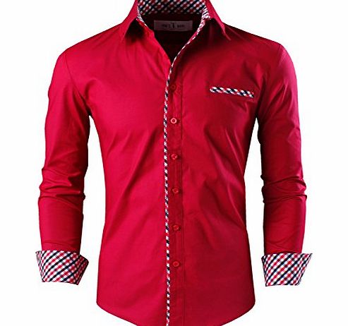 Toms Ware Mens Premium Casual Inner Layered Dress Shirt TWNMS310S-WINE-M( US XS/S)