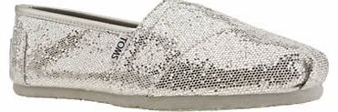 womens toms silver classic ii glitter flats