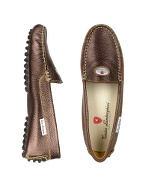 Tonino Lamborghini Womens Bronze Leather Driver Shoes