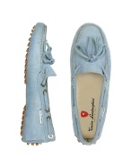 Tonino Lamborghini Womens Light Blue Suede Driver Shoes