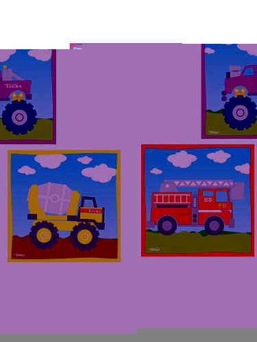 Tonka Fire Engine Monster Truck Cement Mixer Wall Art Squares