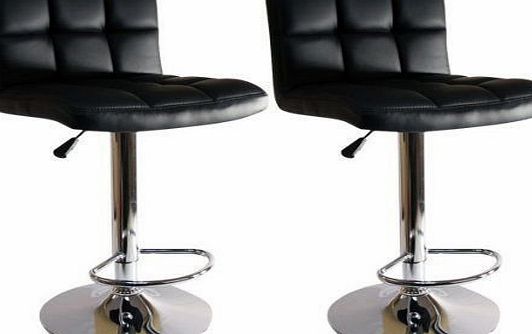 TOOL-GENIUS LTD 2 X BLACK BREAKFAST BAR STOOLS FAUX LEATHER BARSTOOLS KITCHEN STOOL NEW CHAIRS