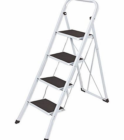 TOOL-GENIUS LTD FOLDABLE 2, 3 amp; 4 STEP LADDER NON SLIP TREAD STEPLADDER SAFETY ALUMINIUM KITCHEN (4 TREAD)