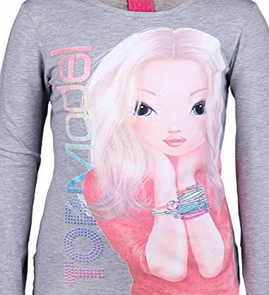 Top Model Girls 85049 Plain Long Sleeve Sweatshirt, Grey (Light Grey Melange 217), 12 Years (Manufacturer size: 152)