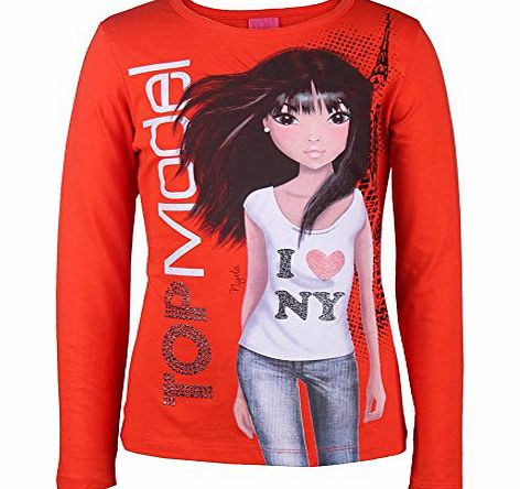 Top Model Girls Long Sleeve Sweatshirt - Red - Rot (cherry tomato 468) - 14 Years