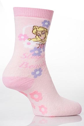 Girls 1 Pair Totes Disney Princess Slipper Sox - Sleeping Beauty Pink