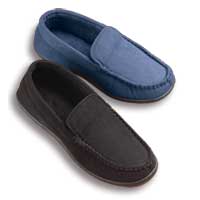 Totes Mens Pillowstep Mocassin Slippers Navy Large