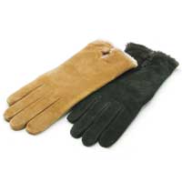 Suede Glove w/Microluxe Trim Beige Medium