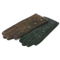 Suede Glove w/self Stitch Detail Black Large