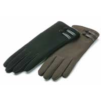 Suedette Glove w/Button Trim Black