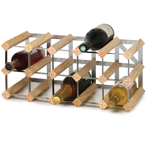 Self Assembly 15 Bottle Wine Rack Pine