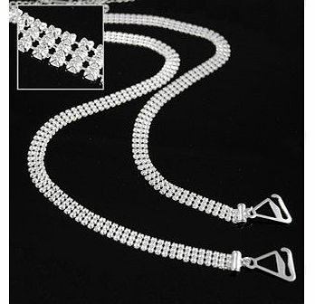 TreasureBay Diamante Bra Straps Crystal Clear Triple Rows