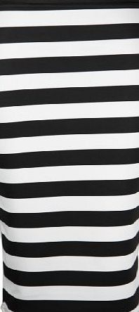 TrendyFashion NEW LADIES WOMENS GIRLS PENCIL BODYCON OFFICE TUBE JERSEY SKIRT DRESS (M/L (UK 12-14), STRIPED)