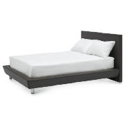 DOUBLE BED, BROWN PVC & MATTRESS