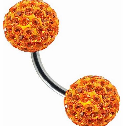 Tresor Paris Arzon - Tresor Paris Naval Belly Bar - Orange - 8mm Crystal - Surgical Steel - Ladies