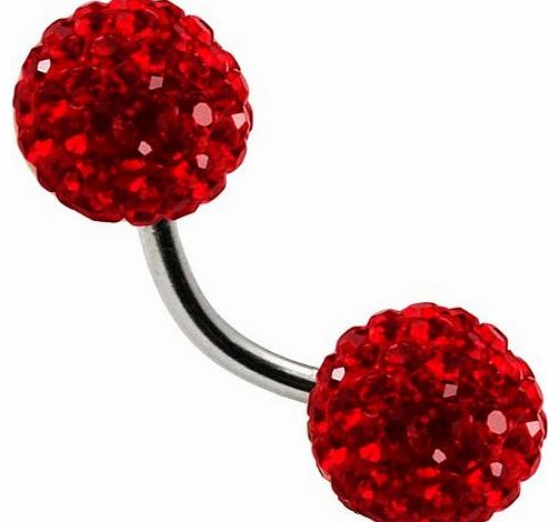 Tresor Paris Gabarret - Tresor Paris Naval Belly Bar - Red - 8mm Crystal - Surgical Steel - Ladies