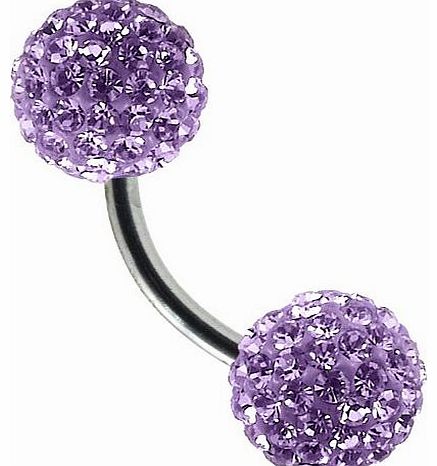 Tresor Paris Guipry - Tresor Paris Naval Belly Bar - Lilac - 8mm Crystal - Surgical Steel - Ladies