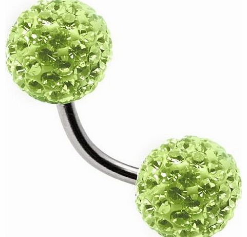 Tresor Paris Pau - Tresor Paris Naval Belly Bar - Green - 8mm Crystal - Surgical Steel - Ladies