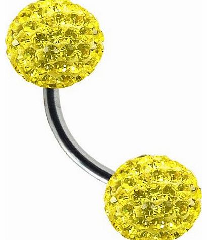 Tresor Paris Solaize - Tresor Paris Naval Belly Bar - Yellow - 8mm Crystal - Surgical Steel - Ladies