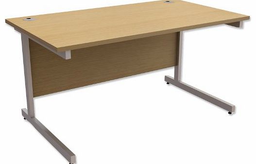 Contract Desk Rectangular Silver Legs W1400xD800xH725mm Oak