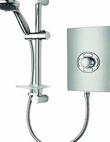 Triton Aspirante Brushed Steel Effect 9.5kW Electric Shower With 5 Spray Rub Clean Showerhead