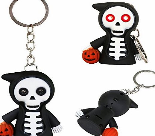 TRIXES Black Cackling Laugh Light Up Halloween Grim Reaper Keyring