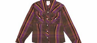 Girls purple cotton check shirt