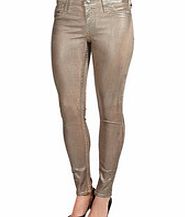 Halle pewter metallic skinny jeans