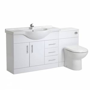 Trueshopping 1050mm White Gloss Vanity Storage Unit Basin