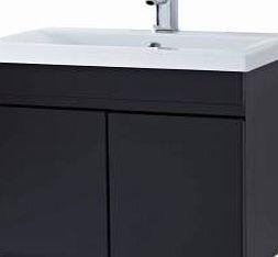 Trueshopping 600mm Gloss Black 2 Door Vanity Unit