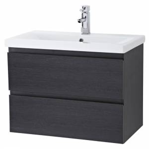 Trueshopping 700mm Ash 2 Drawer Vanity Unit