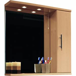 Trueshopping 750mm Beech Mirror Cabinet with Light