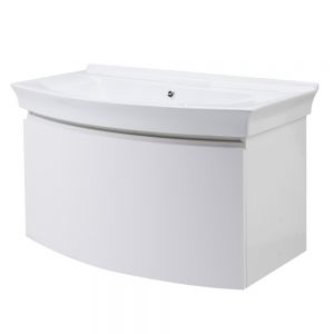 Trueshopping 800mm White Gloss Bathroom Wall Hung 1 Drawer