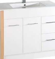 Trueshopping 900mm Bathroom White Gloss Vanity Unit Ceramic