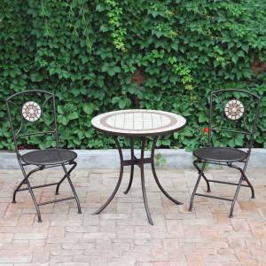 Trueshopping Bistro Set : 28`` Diameter Tiled