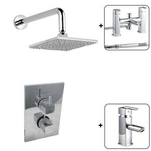 Chrome Square 3/4 thermostatic Twin