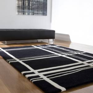 Trueshopping London 3122 Black Wool Rug 120cm x