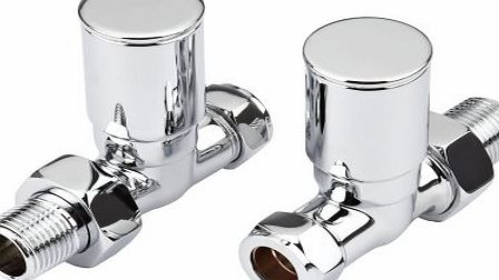 New Modern Chrome Central Heating Towel Rail Radiator Valves Taps 15mm Straight Pair NEW