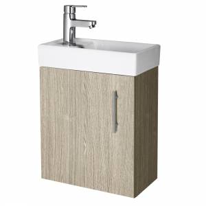 Trueshopping Oak Minimalist 400mm Cloakroom Compact Wall Hung