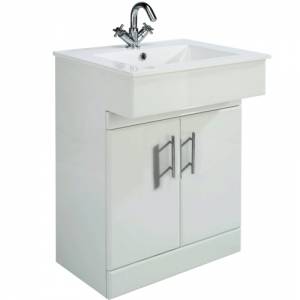 Trueshopping White Gloss Vanity Unit with extra