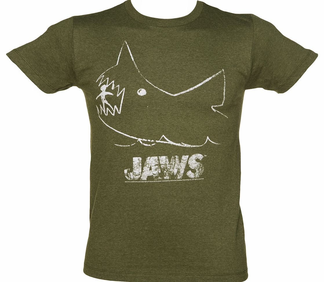 Mens Khaki Jaws Chalk Sketch T-Shirt