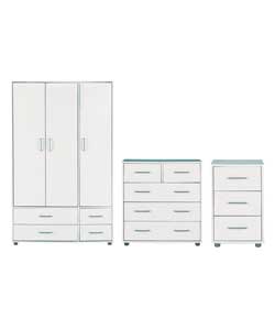 Turin 3 Piece Bedroom Furniture Set - White