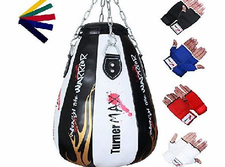 TurnerMAX Leather Heavy duty Maize punch bag Boxing Glove Pear Kick Pad MMA