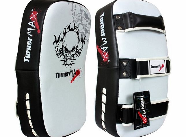 TurnerMAX Thai Kick Boxing Muay Thai Arm Pad Punch Strike Shield PAIR MMA UFC Training Blue Black