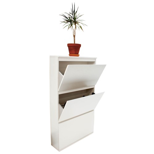 Tvilum Nova 3 Tier Shoe Cabinet in White - 9 Pairs